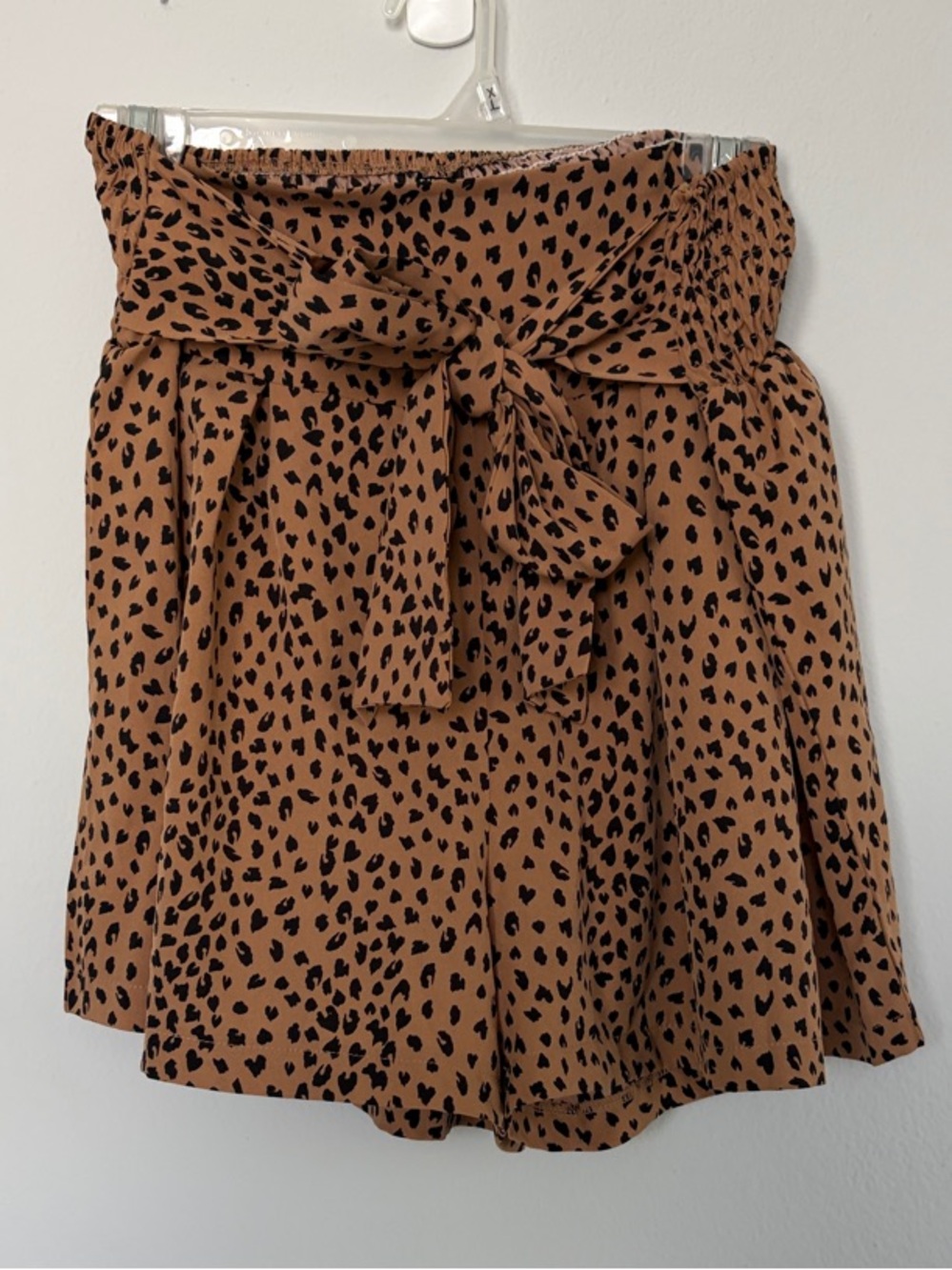 SHEIN Tan Leopard Print Paperbag Short